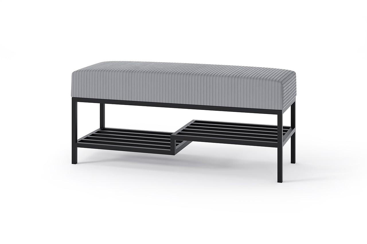 SITZBANK Posso 100 × 45 cm Schwarz/Grau - Schwarz, Metall (100/45/35cm) - Design Möbel