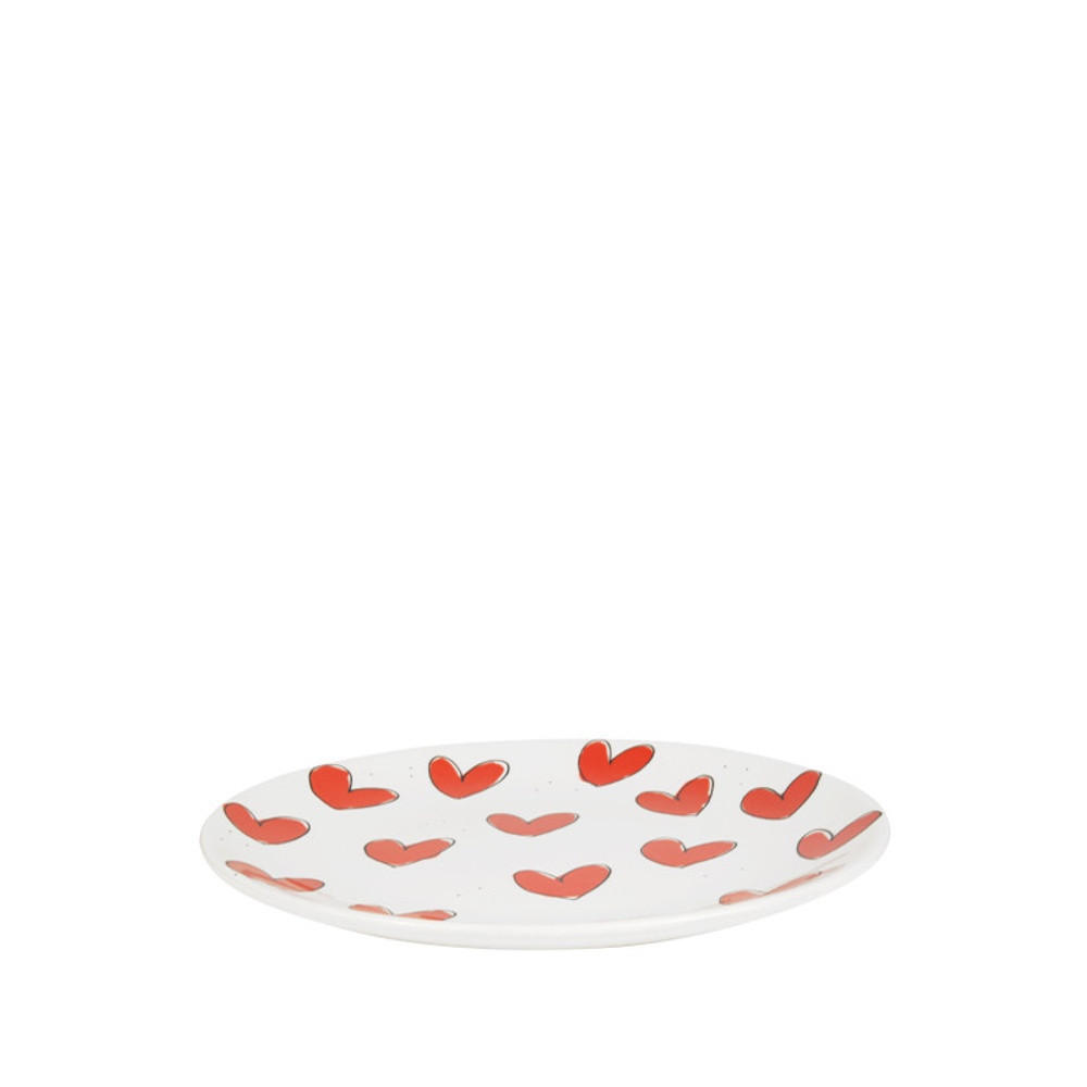 TELLER Valentinstag Rote Herzen in Rot - 18cm - Multicolor, Keramik (18/18/2cm) - Blond Amsterdam