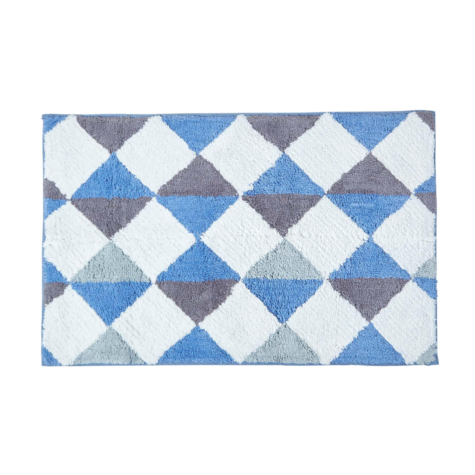 BADEMATTE 50/80 cm Rautenmuster, Baumwolle - Blau, Textil (50/80cm) - Homescapes