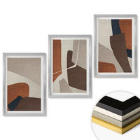 WANDBILDER 3er Set - 40x60 cm Silberner Rahmen - Abstrakte moderne Strukturen - Silberfarben, Kunststoff (40/60cm) - ArtPrintCave