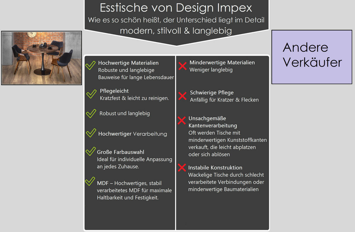 ESSTISCH Rund HAW-333 Walnuss Wenge Schwarz Echtholzfurnier 100/75 cm - Walnussfarben, Holz (100/100/75cm) - designimpex