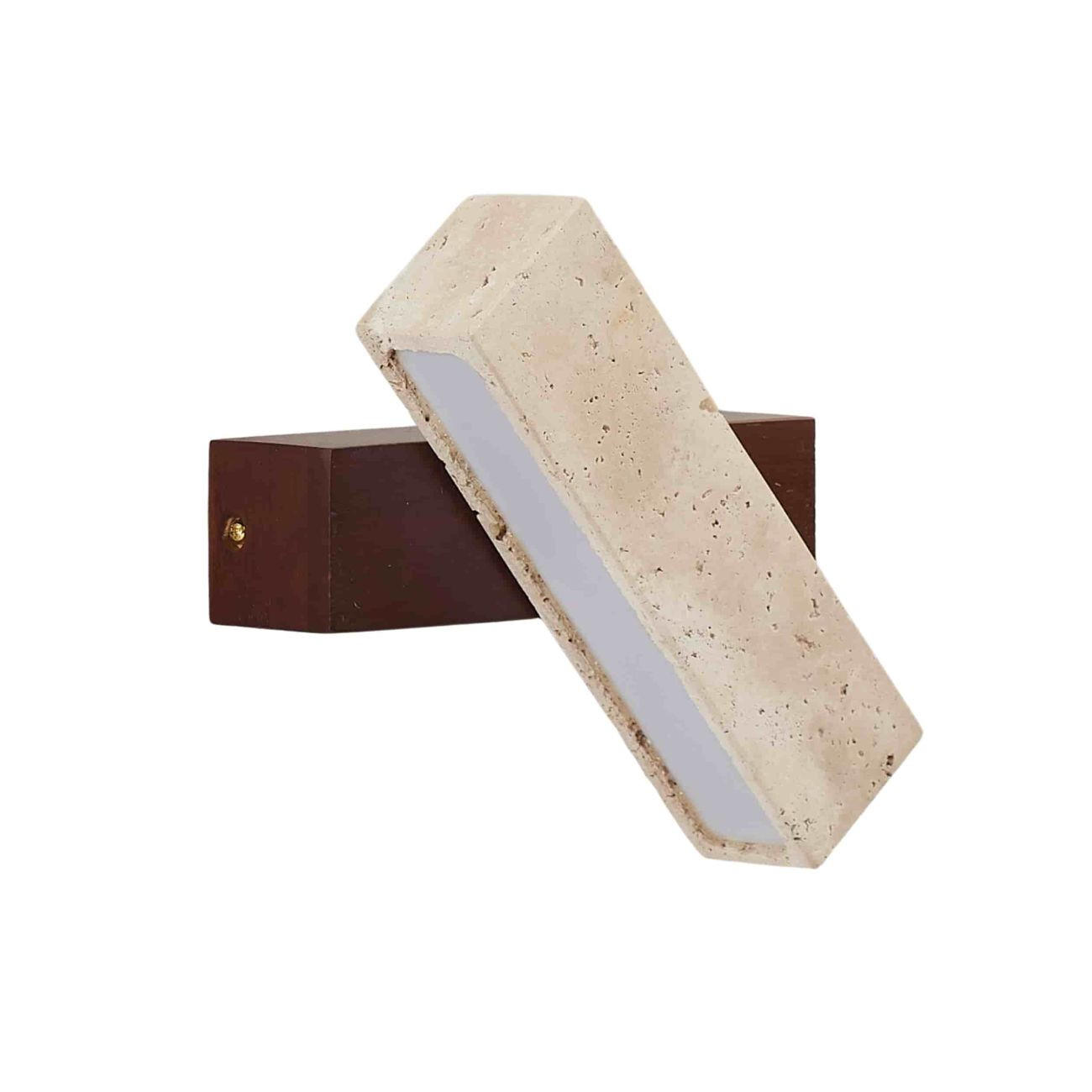 WANDLEUCHTE Varelli, Beige, Weiß und Holz, 20cm - Beige, Stein (20/4.5/20cm) - KOSILUM