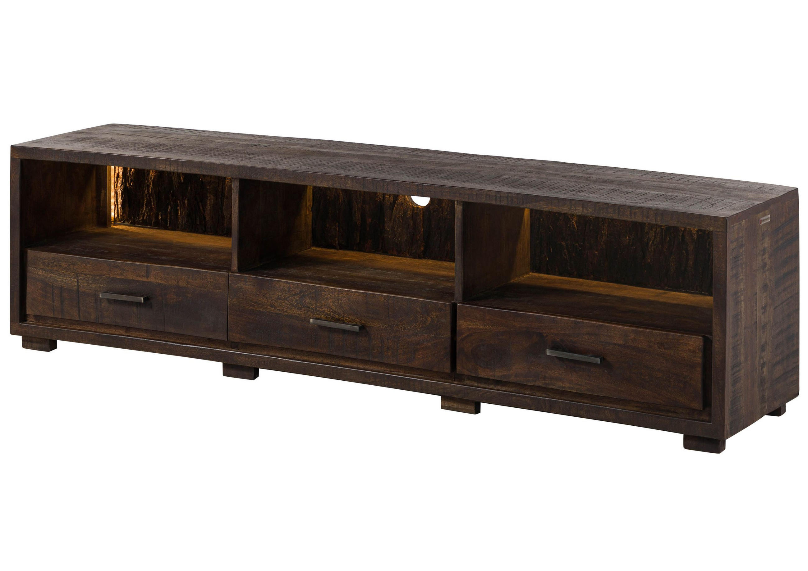 TV-BOARD Akazie 175x40x47 dunkelbraun lackiert BARK #217 - Dunkelbraun, Holz (175/47/40cm) - Massivmoebel24