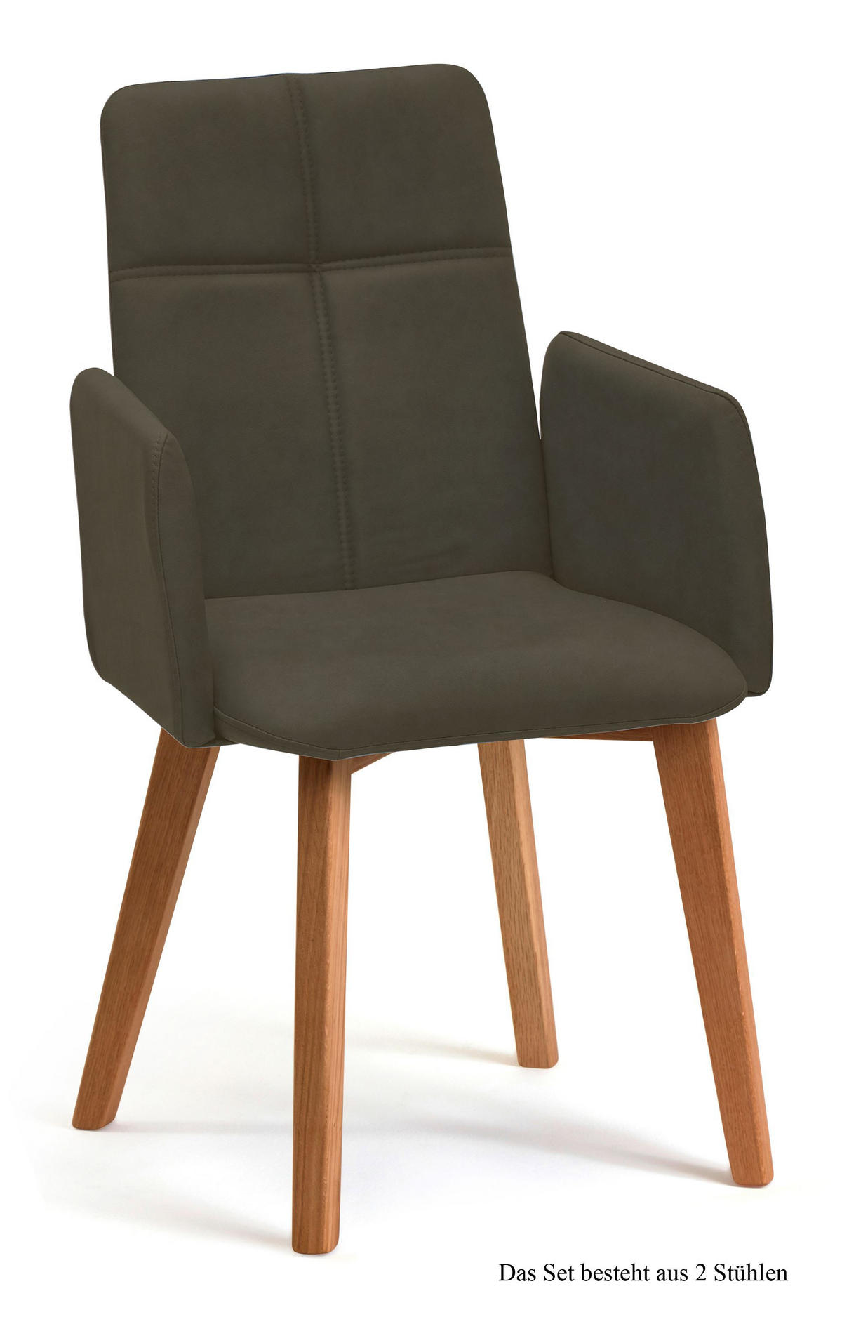 ARMLEHNSTUHL (2er-Set) Dardana 52x92x60 Eiche geölt/Khaki - Dunkelgrün/Eichefarben, Kunststoff (60/92/52cm) - 58aufmkessel