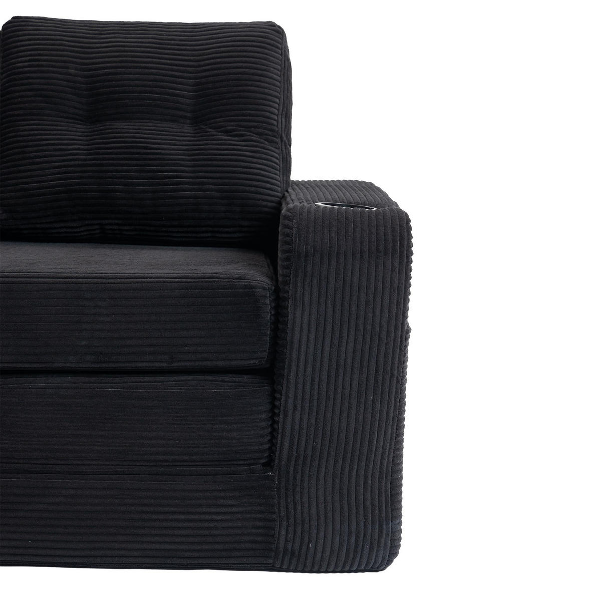 SCHLAFSOFA 2-Sitzer Sofa mit 2 Zierkissen,Lounge Sofa,Polstersofa,Cord,Schwarz - Schwarz, Textil (136/82.5/80cm) - LVHOM