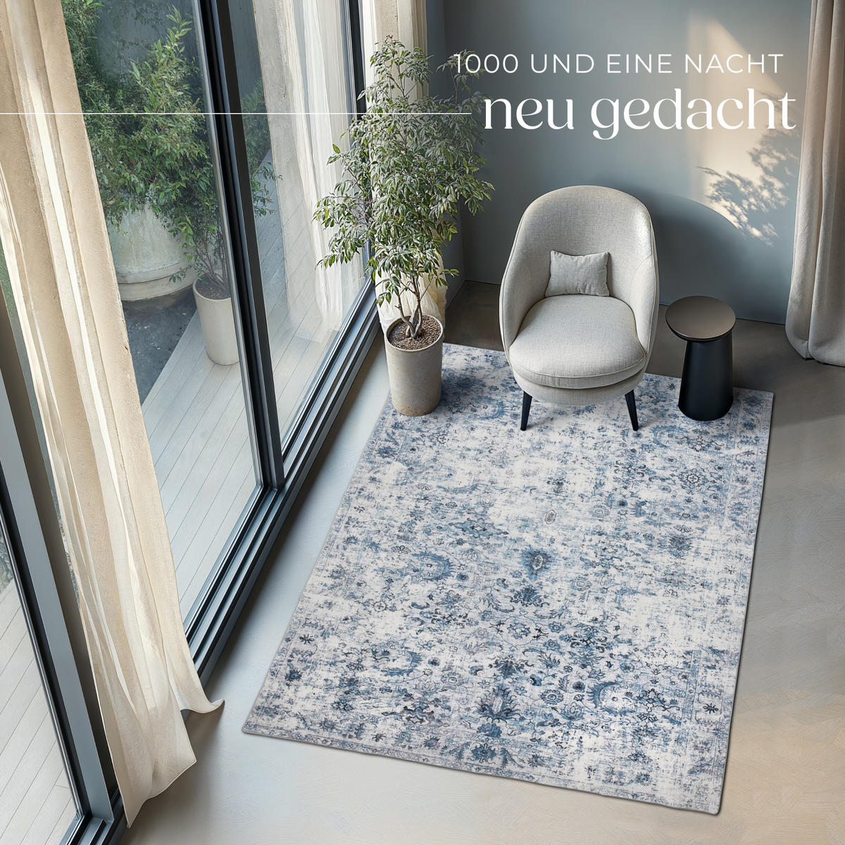 TEPPICH Vintage Design Amara,rutschfeste Unterseite,blau - Blau, Kunststoff (200/274cm) - tectake