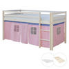 HOCHBETT mit Lattenrost Matratze 90/200 cm Rosa - Weiß/Rosa, Holz - Homestyle4u