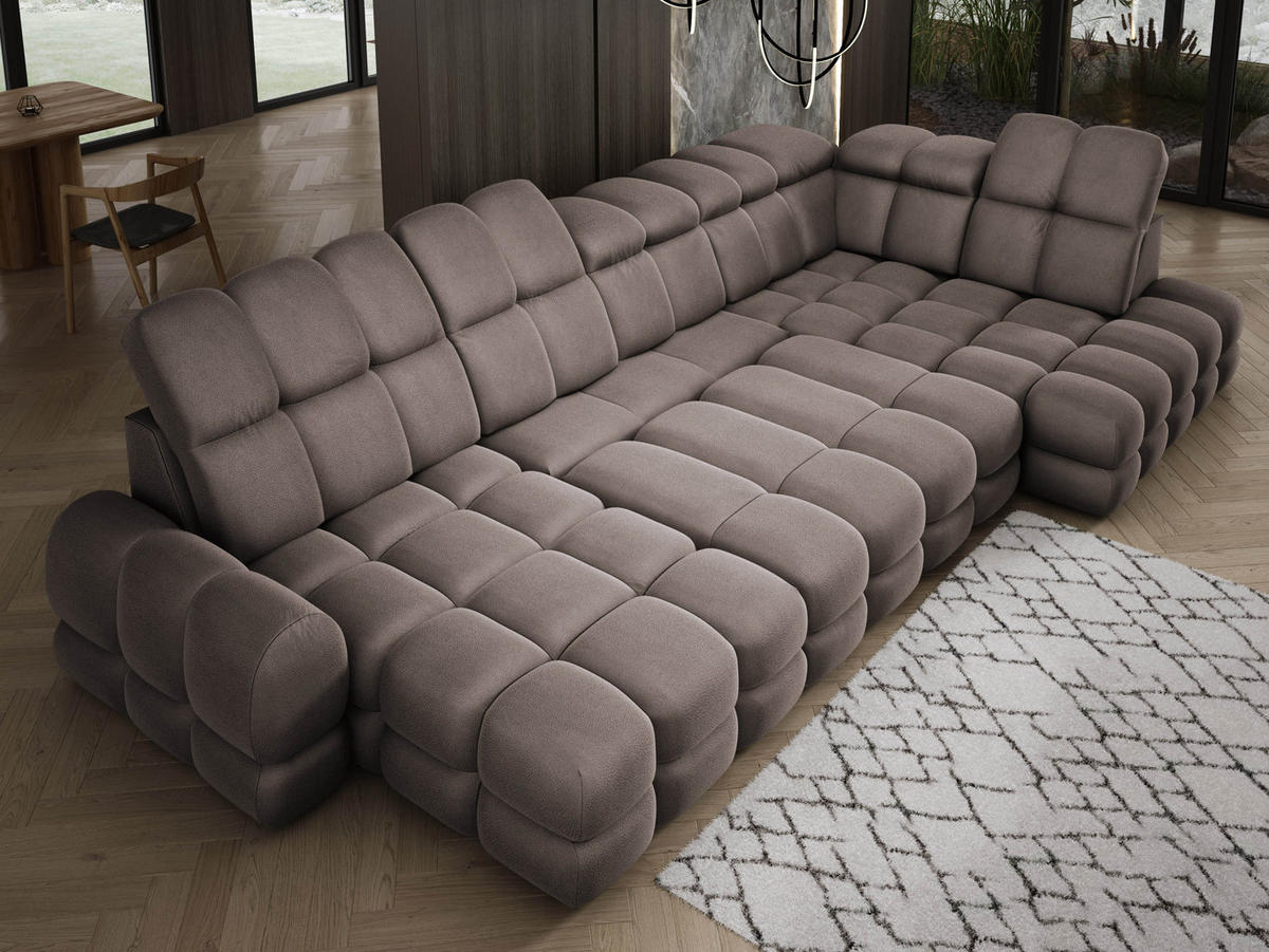 ECKSOFA TOLLO Solar-stoff U-form 400x217x105 cm schokolade - Bronzefarben, Holz/Textil (217/400cm) - DomoHome