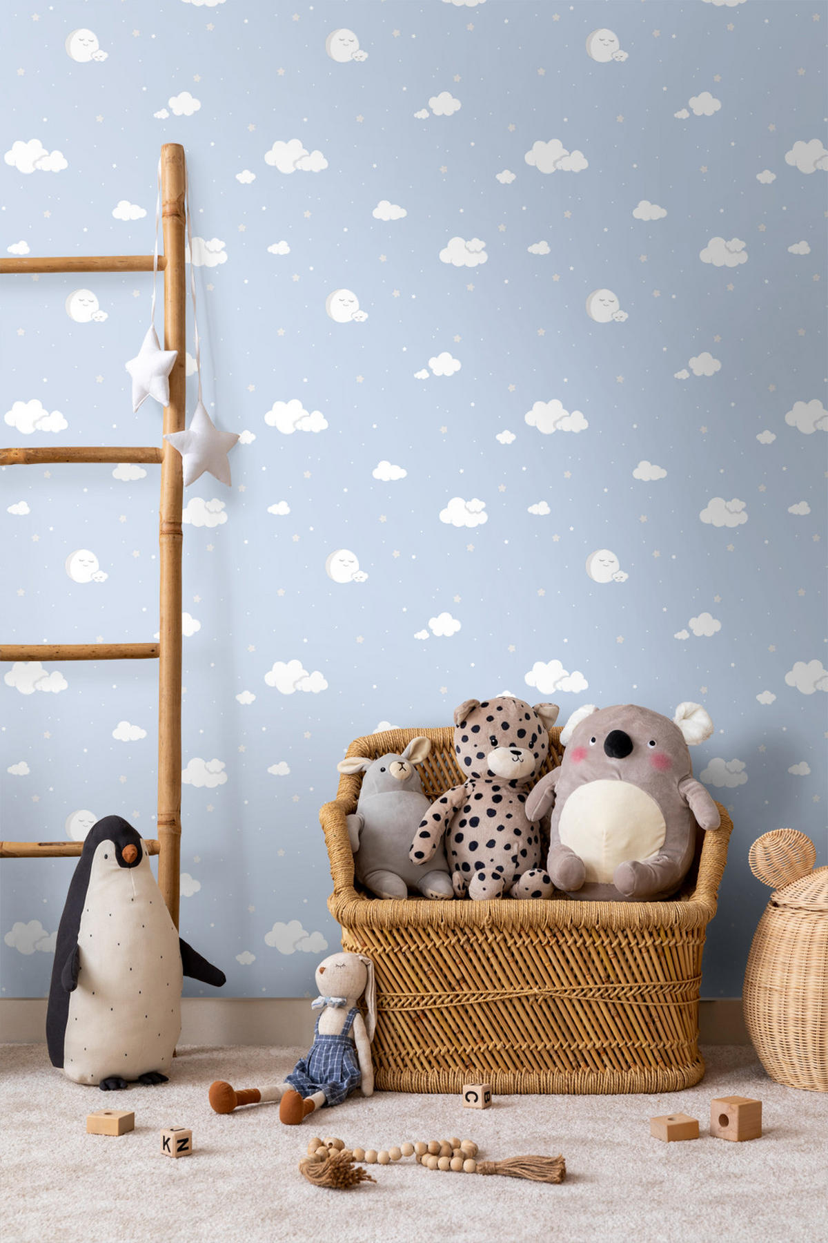 TAPETE kleine Wolken 53 cm x 10 m - Blau, Papier (53/0.1cm) - Sanders & Sanders