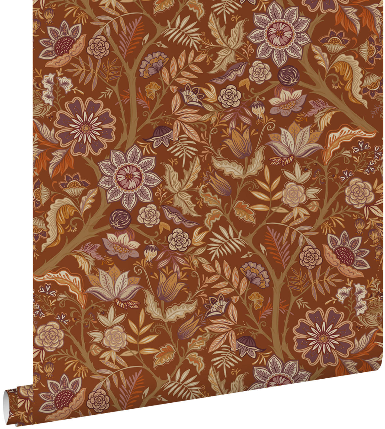 TAPETE Blumenmuster 50 x 900 cm - Braun, Papier (50/900cm) - ESTAhome