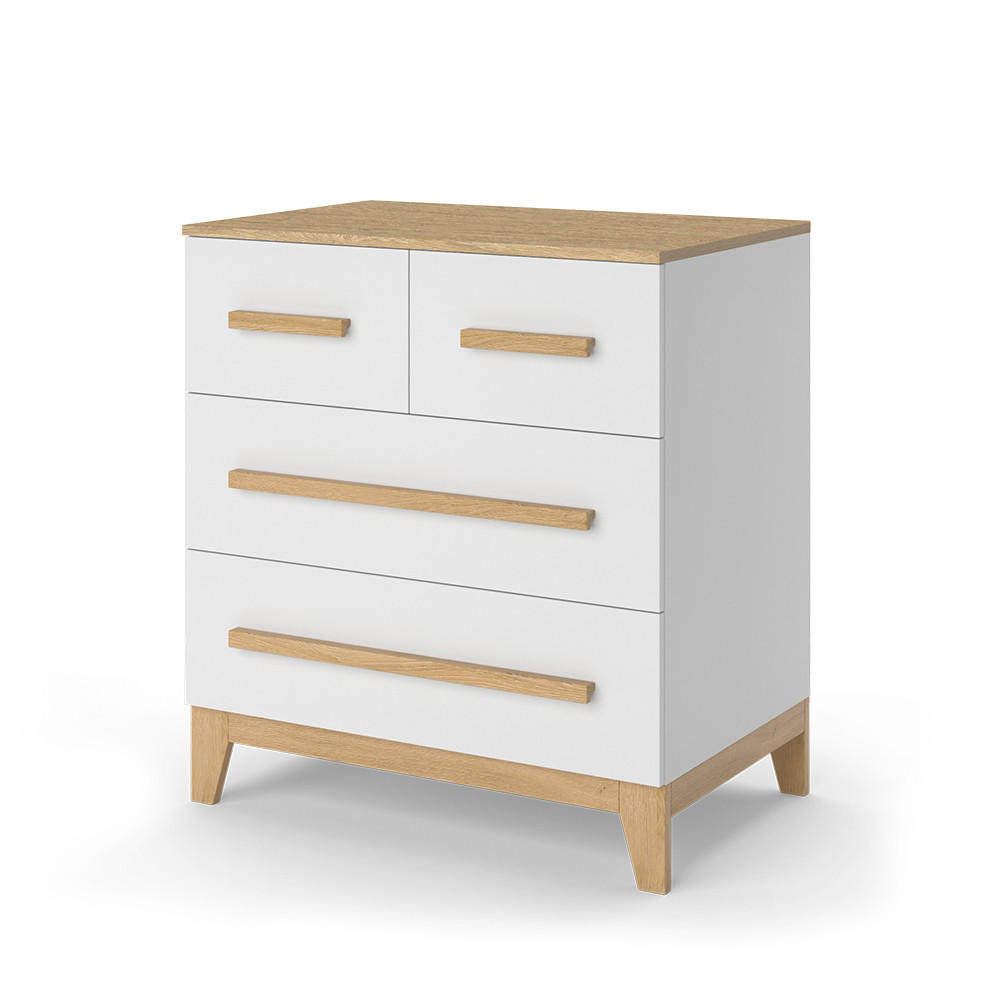 KOMMODE Malia Weiß/Eiche 80 x 88 cm mit 4 Schubladen - Eichefarben/Weiß, Holzwerkstoff (80/88/53.4cm) - VitaliSpa