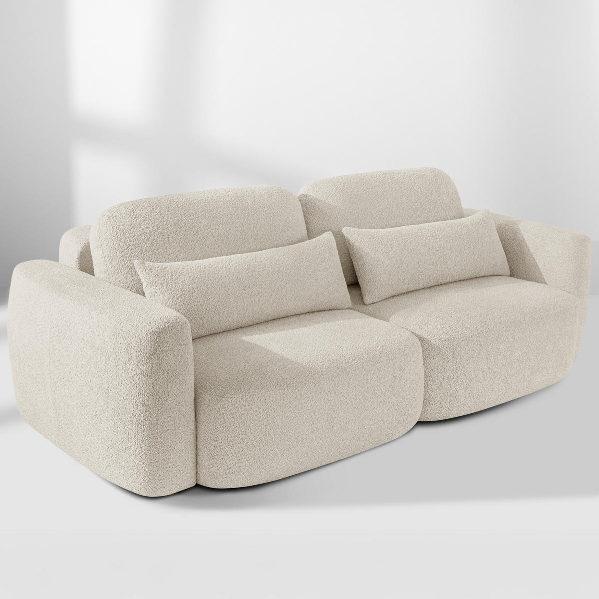 SOFA 3 ELOSA - Weiß, Holz/Textil (245/85/115cm) - KONSIMO®