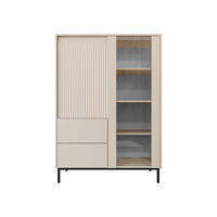 VITRINE Ozmi 2D2SZ - Kaschmir/Schwarz, Holzwerkstoff/Metall (104/146/50cm) - MIRJAN24