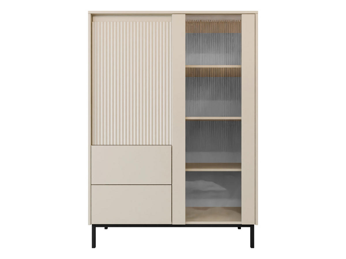 VITRINE Ozmi 2D2SZ - Kaschmir/Schwarz, Holzwerkstoff/Metall (104/146/50cm) - MIRJAN24