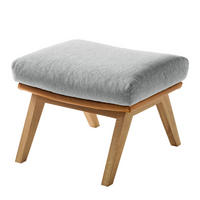 HOCKER mit Holzfüßen - Eichefarben/Cognac, Eichenholz/Textil (54/41/41cm) - home24