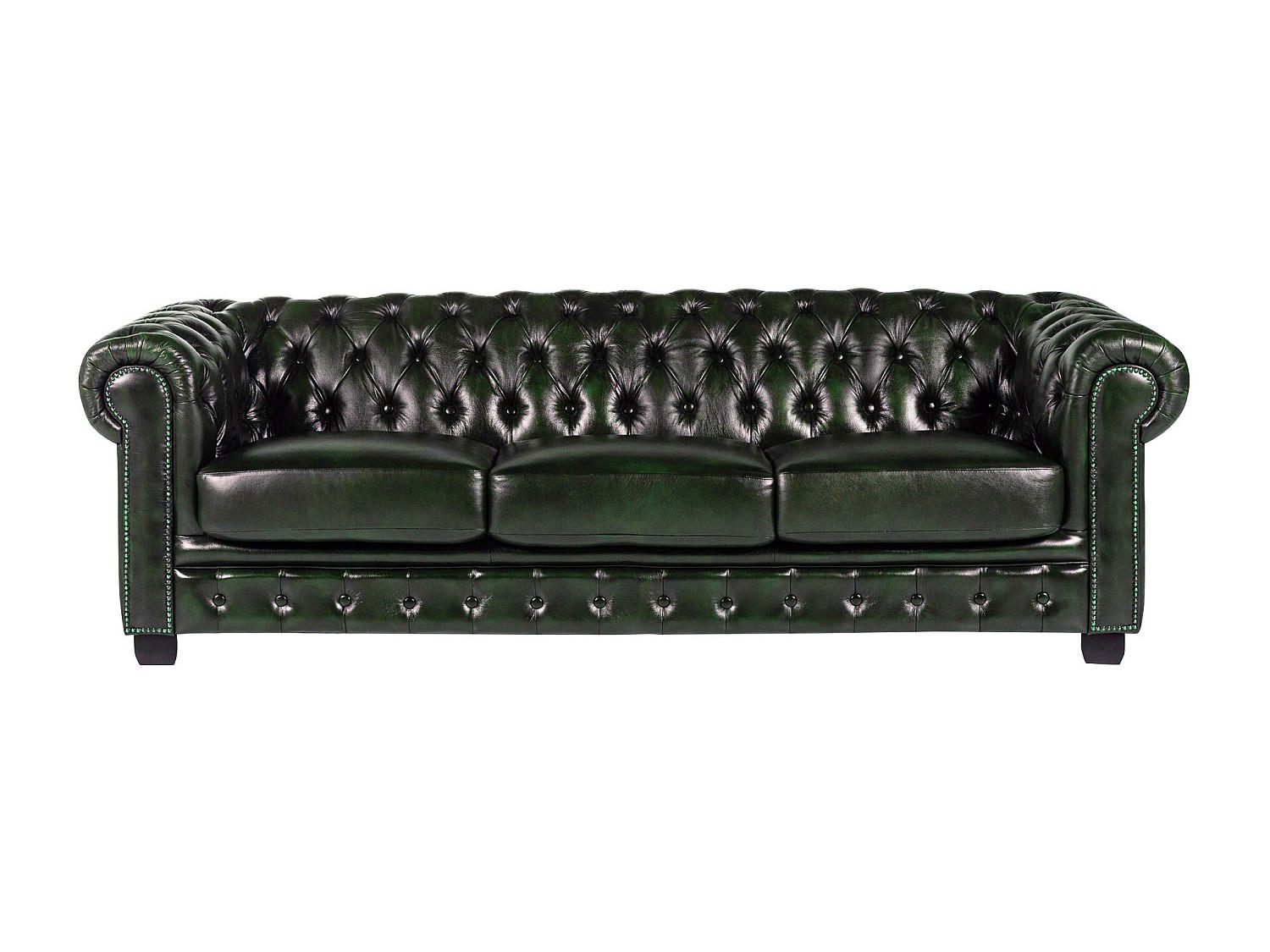SOFA ohne Schlafmöglichkeit - 4 Personen - Leder - Tannengrün - - Waldgrün, Leder (240/73/99cm) - Vente-Unique