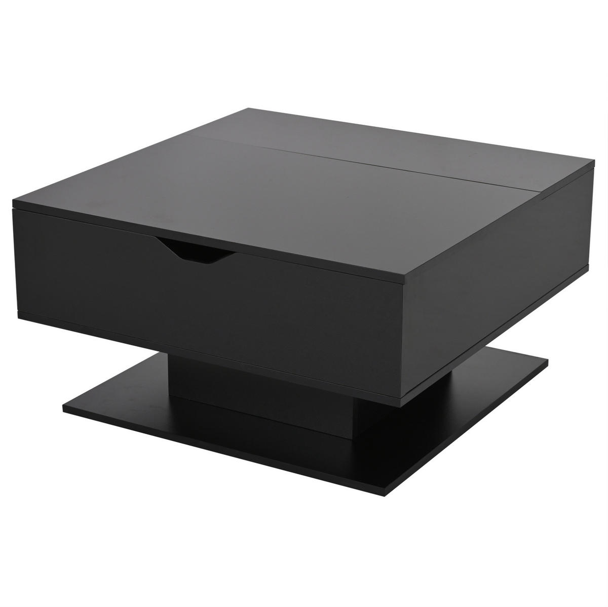 COUCHTISCH höhenverstellbar 80 x 75 x 40 cm Hochglanz Schwarz mit Stauraum - Schwarz, Holzwerkstoff (80/75/40cm) - Meubliv
