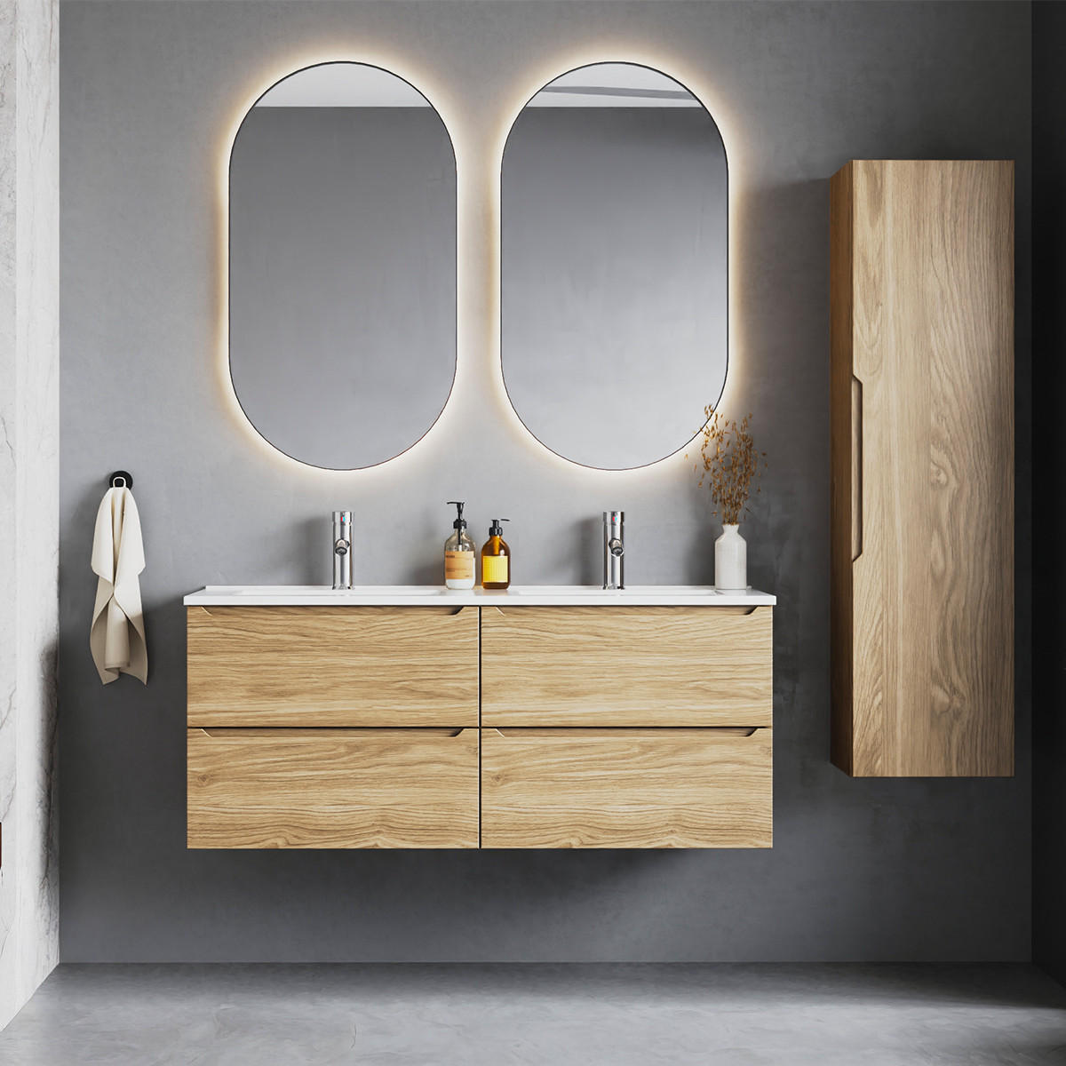 BADMÖBEL 120cm Viggo 2er-Set Holz - Braun, Holzwerkstoff (120/50/45.8cm) - Petits-meubles