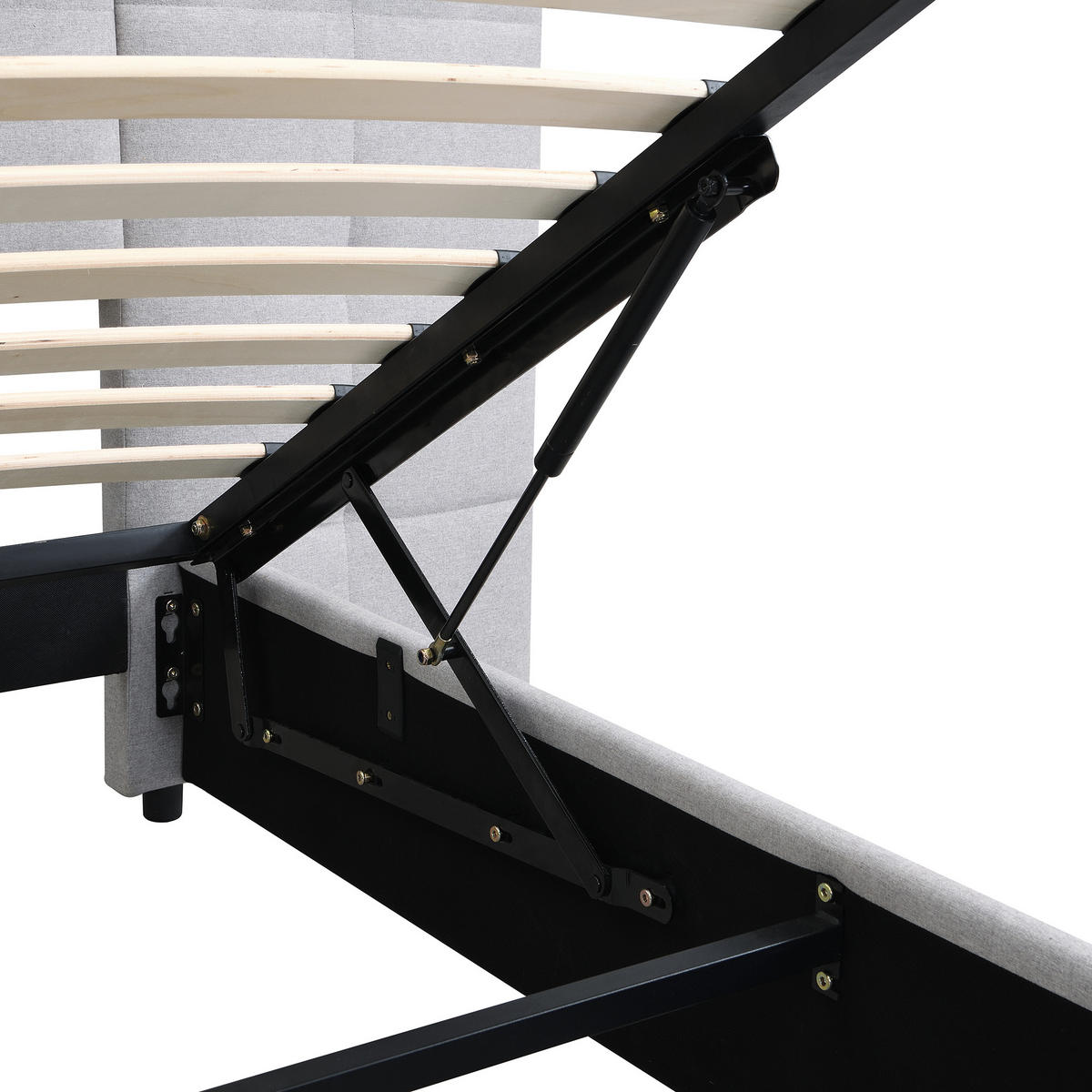 POLSTERBETT aus Leinen 180x200 cm in Grau mit USB & kabellosem Laden & Licht - Grau, Leder (180/200cm) - Modfu