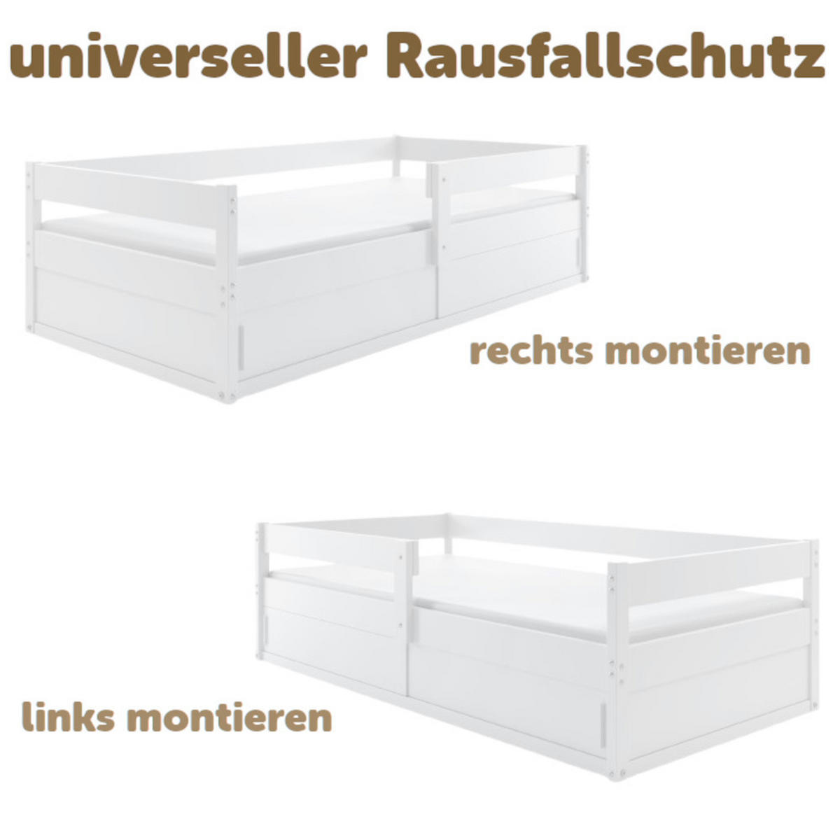 KINDERBETT Hugo 160x80cm mit Lattenrost - Weiß, Holz (80/160cm) - Interbeds
