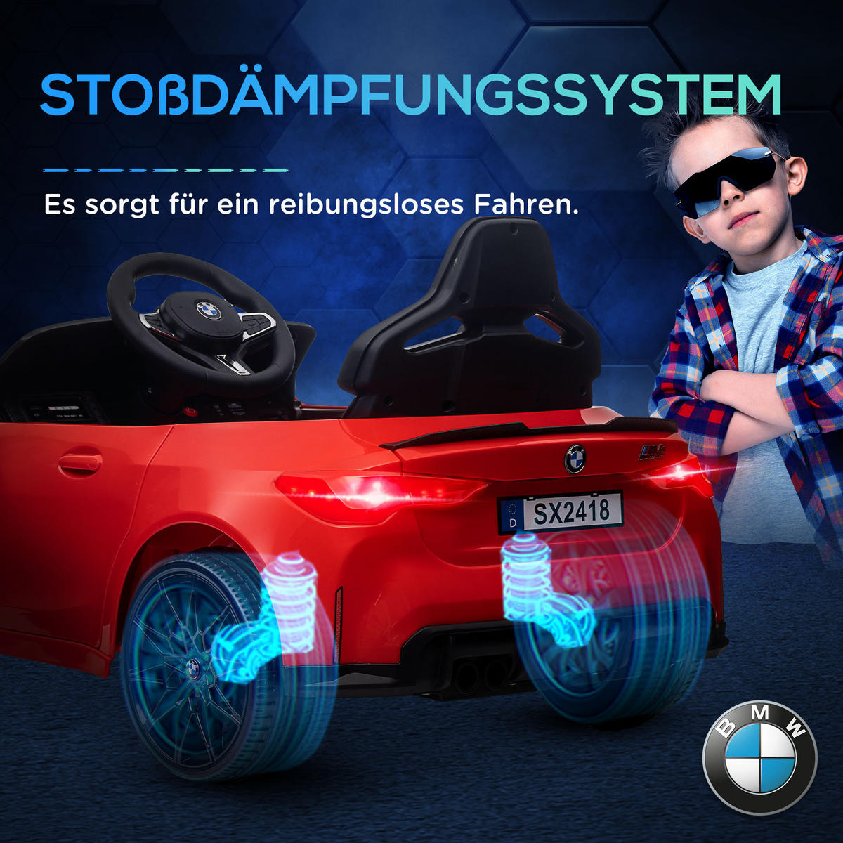 KINDER Elektroauto 12V Kinderfahrzeug mit 2,4G-Fernbedienung, 3-5 km/h, Rot - Rot, Kunststoff/Metall (108/69.5/51cm) - AIYAPLAY