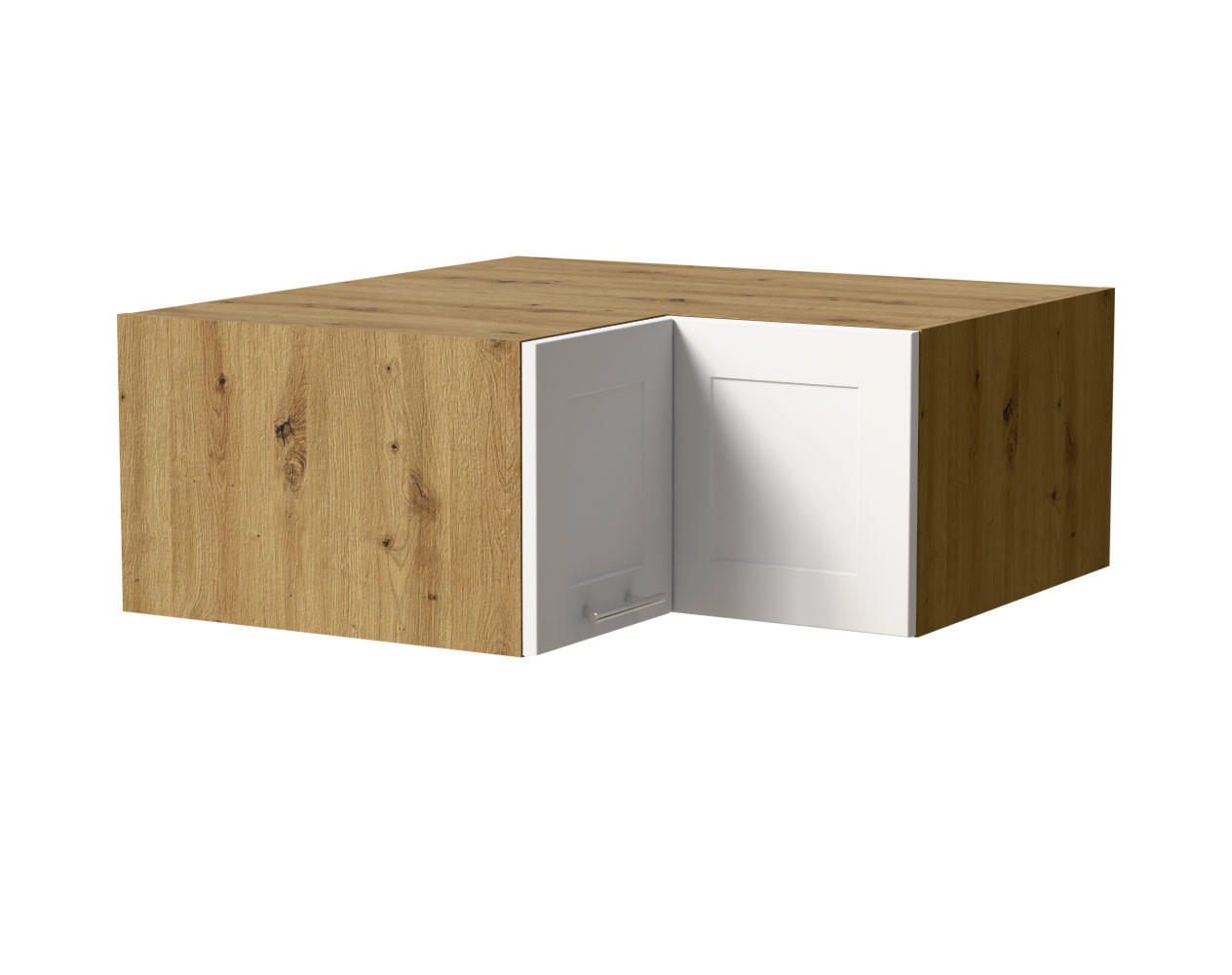 Feldmann-Wohnen Eckaufsatzschrank Weiß, Eiche Artisan 90x36x90 cm