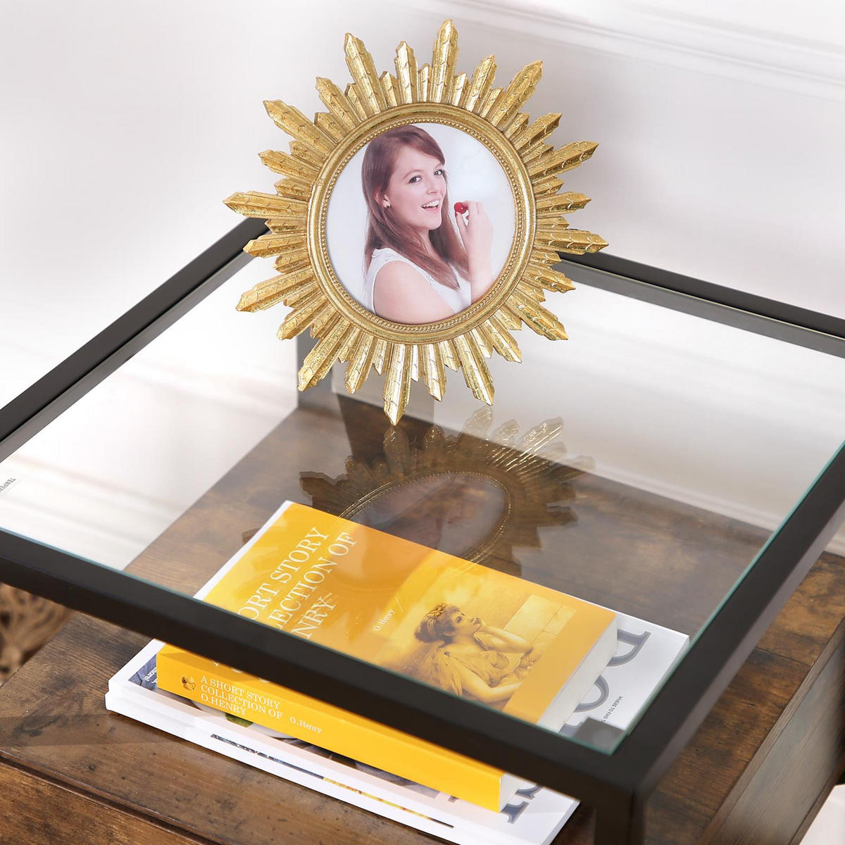 NACHTTISCH Holzoptik Glass Metall Dunkelbraun Schwarz mit Schublade 43x43x54 cm - Dunkelbraun/Schwarz, Glas/Holzwerkstoff (43/54/43cm) - Begryf