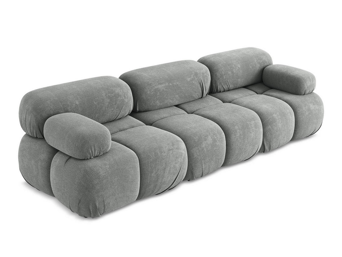 3-SITZER SOFA Chenille Stoff Grau - Blau/Schwarz, Kunststoff/Textil (285/70/96cm) - Makamii