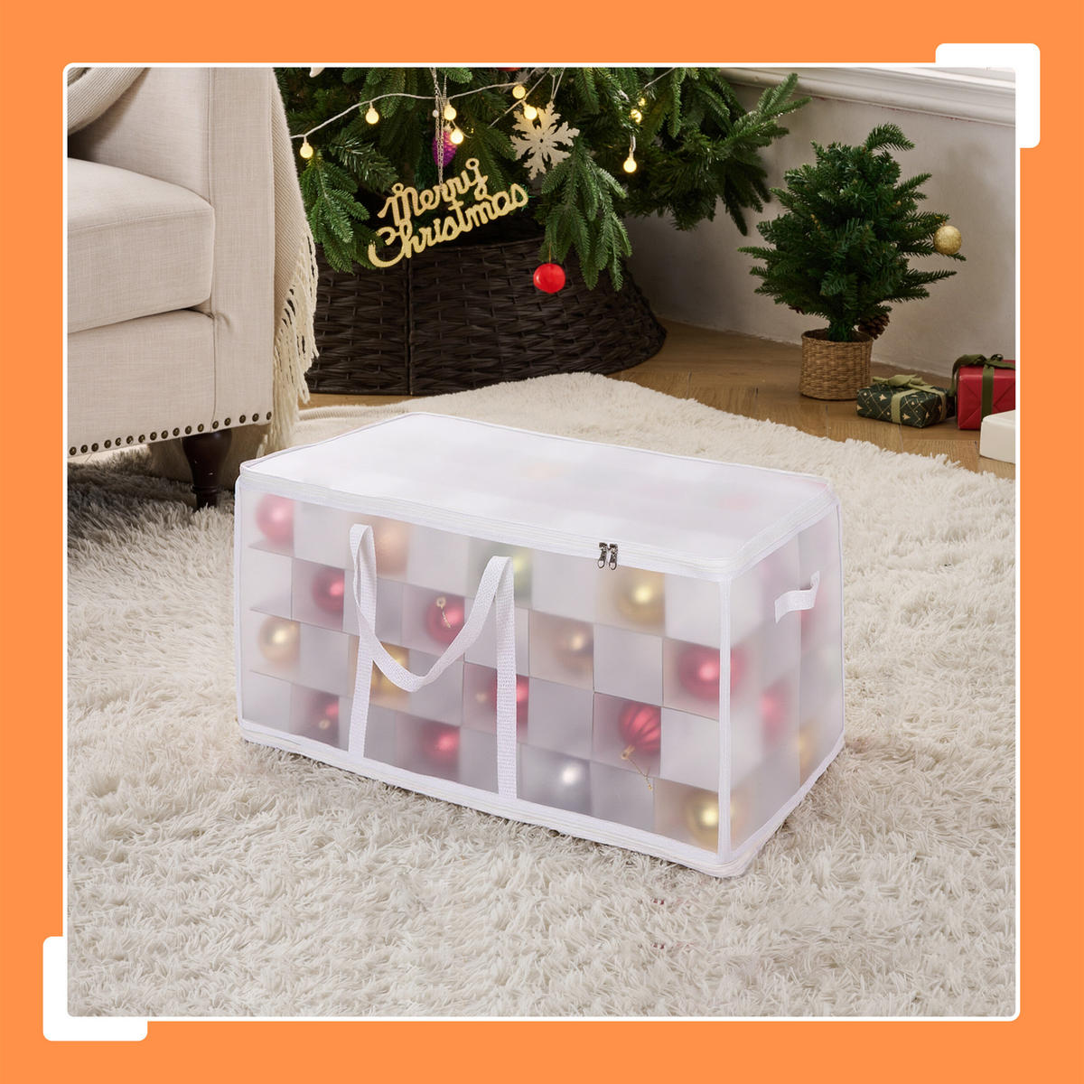 WEIHNACHTSKUGEL-AUFBEWAHRUNGSBOX - Transparent, Wellpappe/Kunststoff (73/37/36cm) - Relaxdays