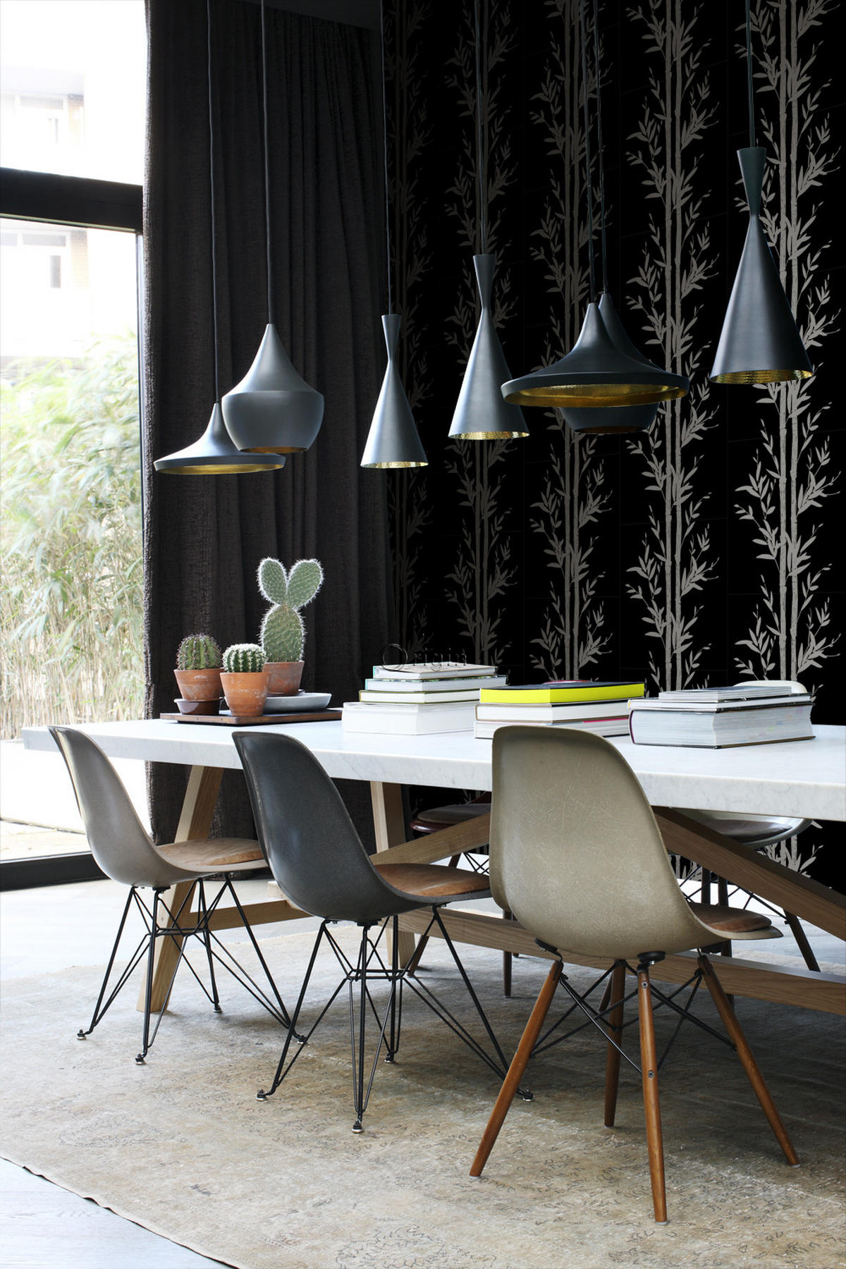TAPETE Bambusmuster 53 cm x 10.05 m - Schwarz, Papier (53/1000cm) - Origin Wallcoverings