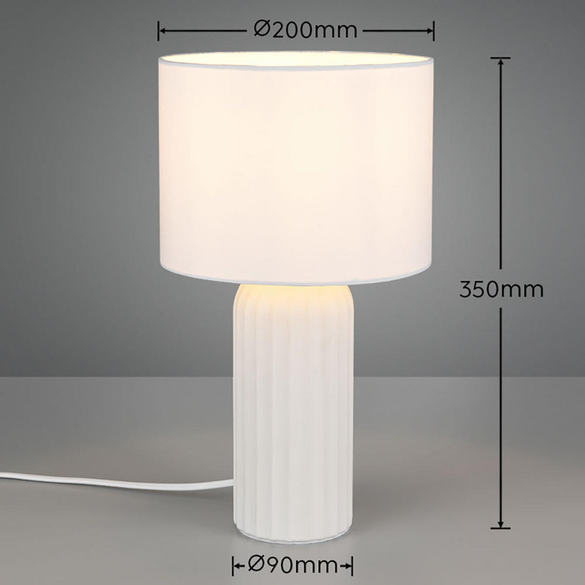 TISCHLEUCHTE Keramik Weiß - Weiß, Textil (20/20/36cm)