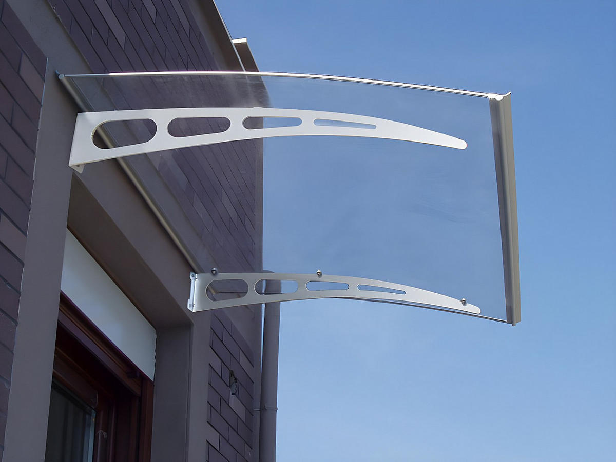 VORDACH Aluminium geschwungen - Grau - 150x90 cm - NEONA - Grau, Kunststoff (150/15/90cm) - Vente-Unique