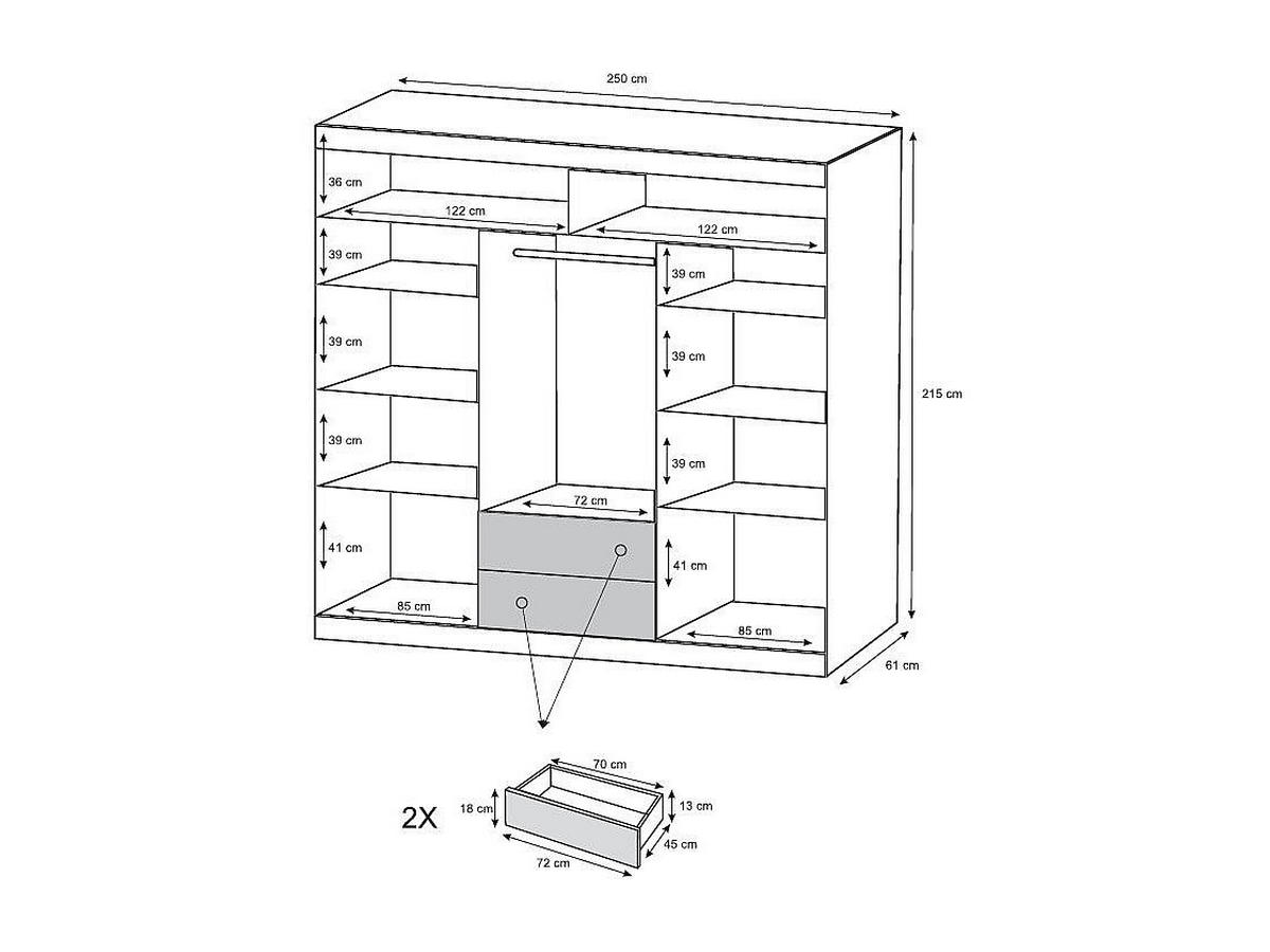 KLEIDERSCHRANK - 250 cm x 61 cm - holz - weiß Autlan - Weiß, Holz (250/215/61cm) - Vente-Unique