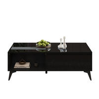 COUCHTISCH 110/50/48 cm schwarz aus Spanplatte mit Hebemechanismus und Stauraum - Schwarz, Holzwerkstoff (110/50/48cm) - OKMYHOME