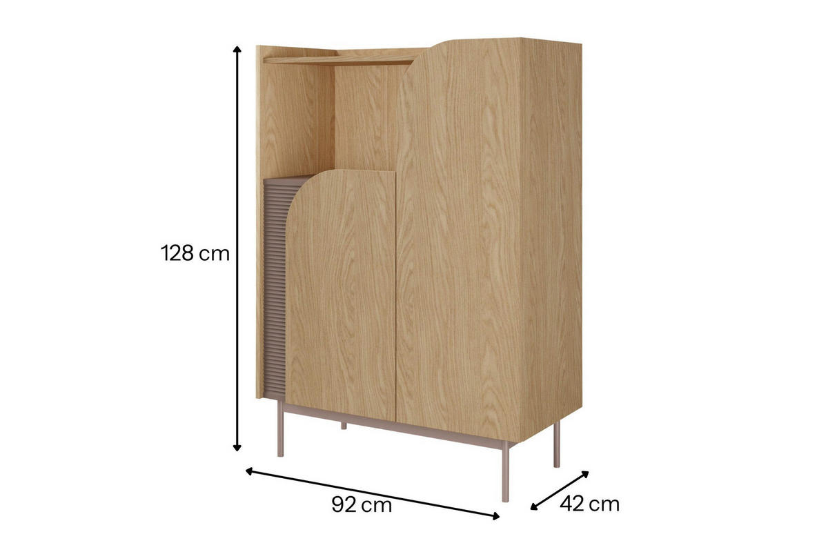 HOCHKOMMODE CARLO 05 92/128/42 cm in Frühlingseiche / Toffee - Eichefarben, Holzwerkstoff (92/128/42cm) - Deine Möbel 24