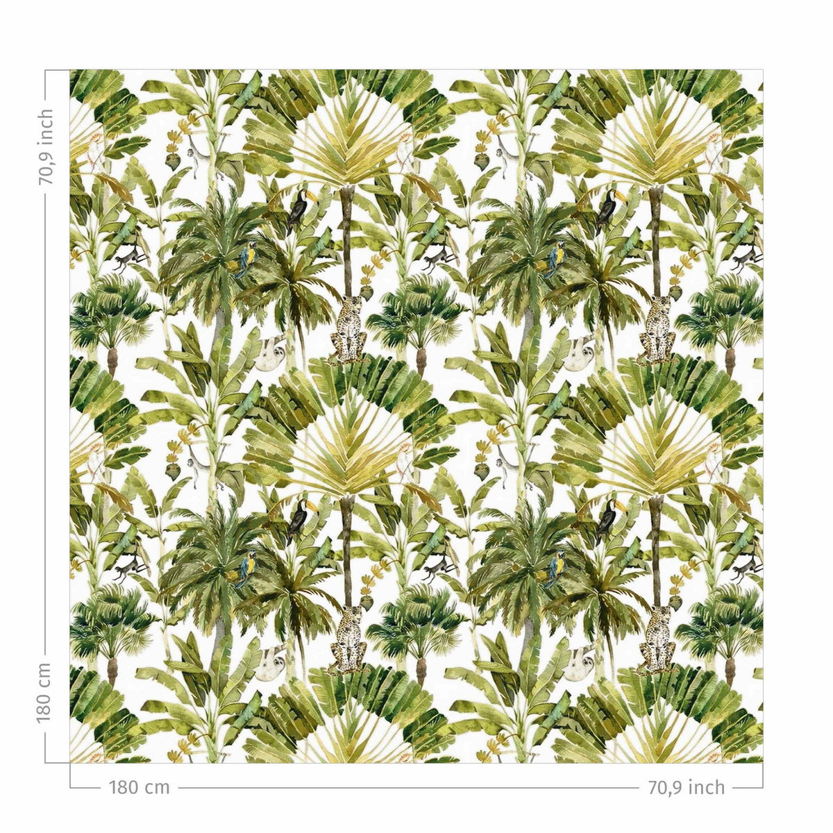 DUSCHVORHANG Aquarell Bananenpalme und Leopard Muster 180/180 cm - Grün, Textil (180/180cm) - Bilderwelten