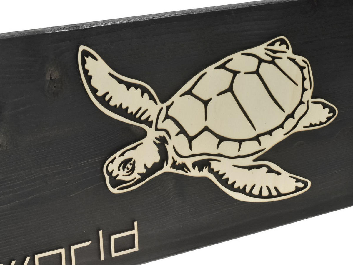 WANDBILD Turtles Holz 80/20 cm - Sandfarben/Braun, Holz (2.5/20cm) - Raumzutaten