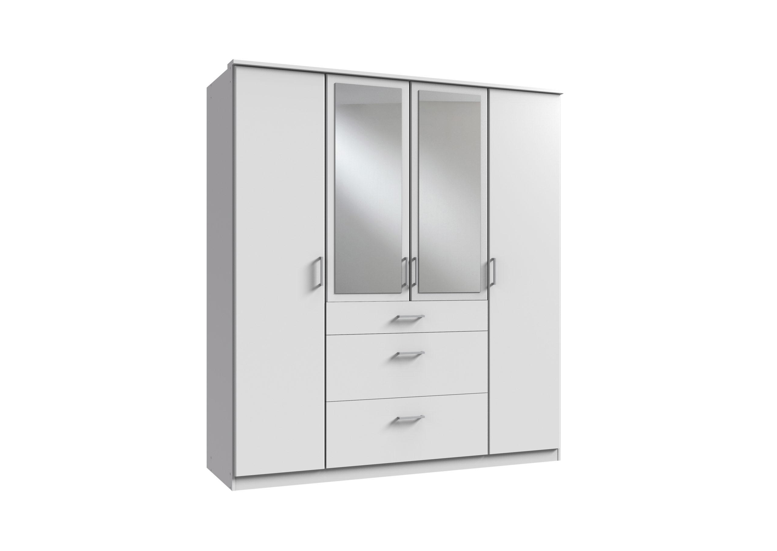KLEIDERSCHRANK Click in Weiß - Drehtürenschrank 179 cm Breite mit Spiegel - Weiß, Holzwerkstoff (179/199/58cm)