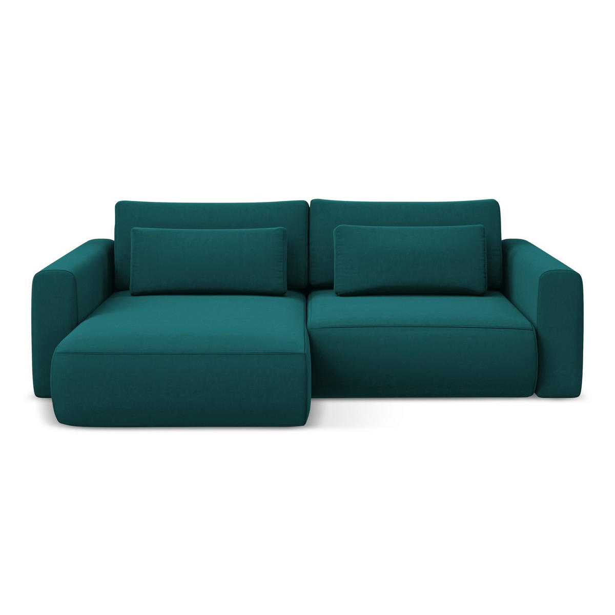 ECKSOFA mit Schlaffunktion Samt Stoff Blau - Blau/Petrol, Kunststoff/Textil (149/240cm) - LaMiaSofa