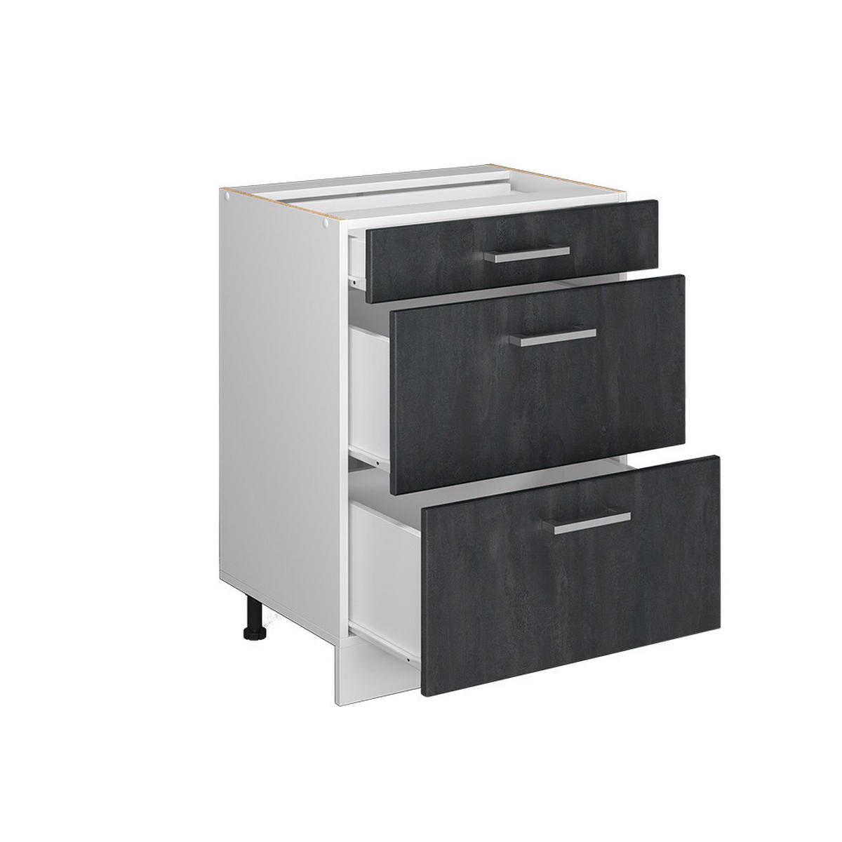 SCHUBLADENSCHRANK R-Line Schwarz Beton 60 cm AP Marmor - Schwarz/Weiß, Holzwerkstoff (60/81.6/60cm) - Vicco