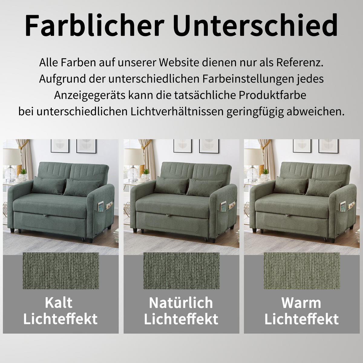 SOFABETT Baumwoll-Leinen mit ausziehbarer Schlaffunktion Olivgrün 114/77/82,5 cm - Olivgrün, Textil (77/82.5/114cm) - Redom