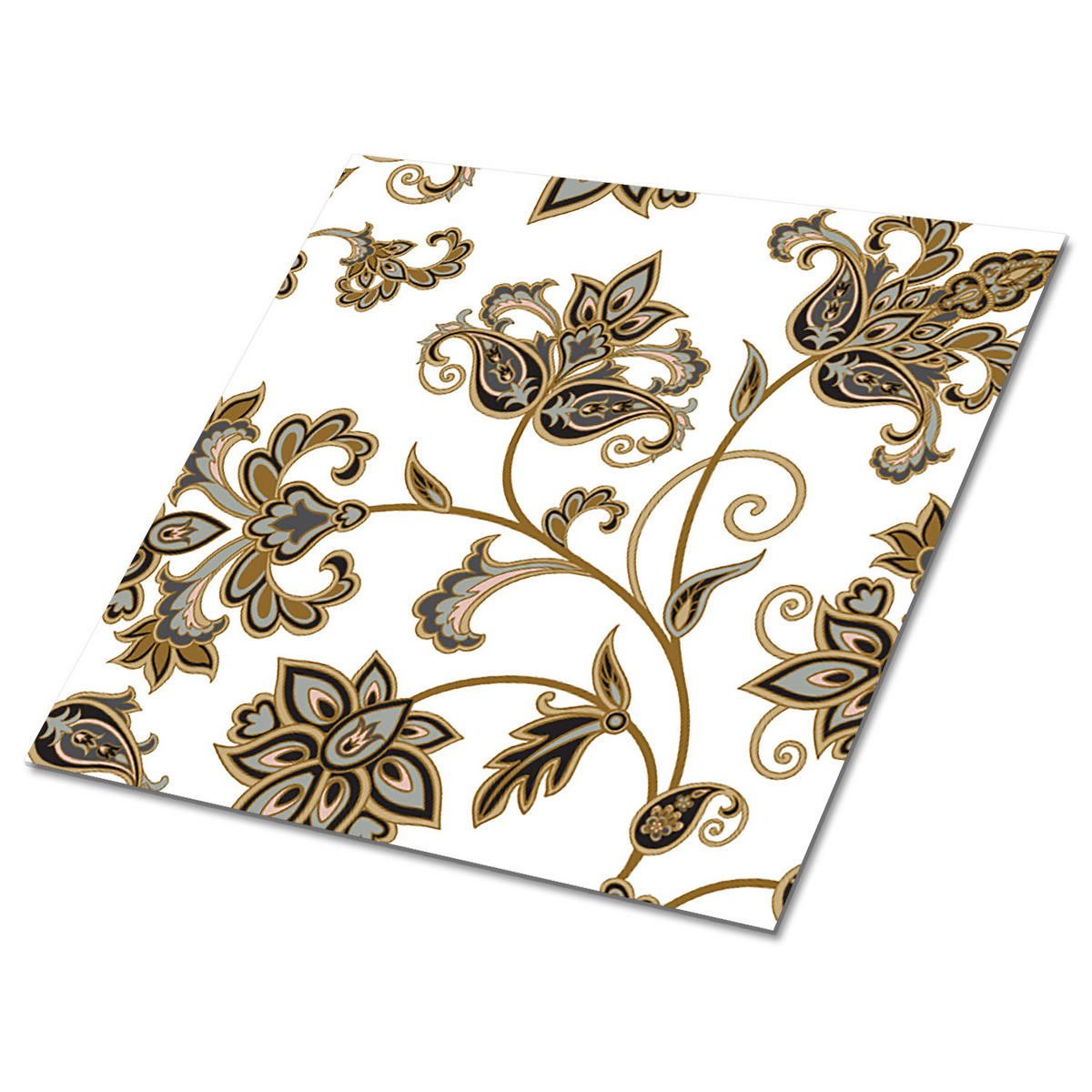 FLIESENAUFKLEBER 9 Stück 30x30 cm selbstklebend Blumenornament - Weiß, Textil (30/1.6/30cm) - TULUP