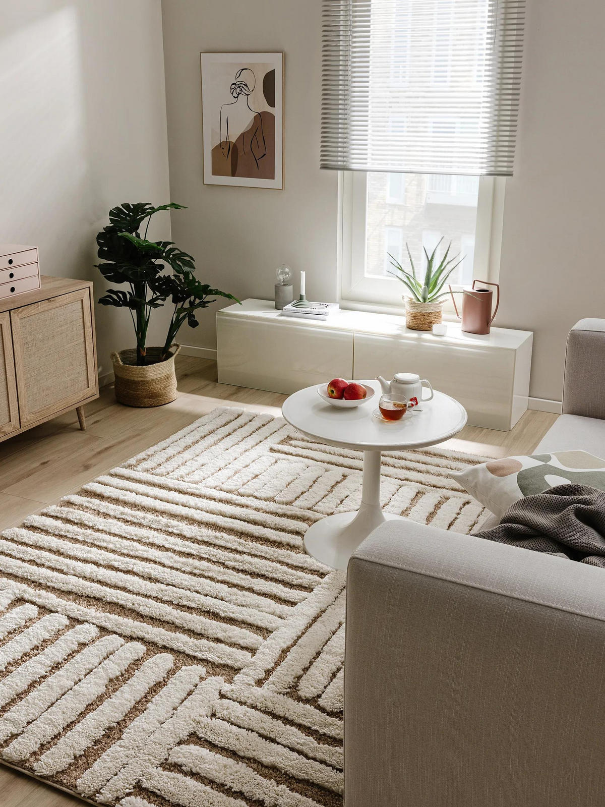 HOCHFLORTEPPICH Tibo Cream/Beige 120x170 cm - Creme, Textil (120/170cm) - benuta Pop