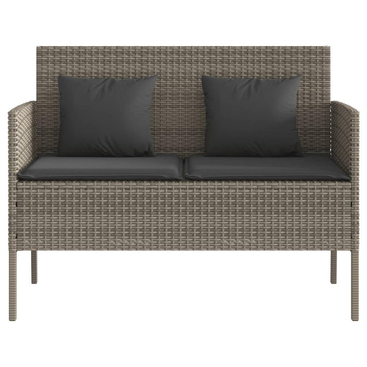 GARTENBANK mit Kissen Grau Poly Rattan - Grau, Kunststoff (113/87/61cm) - furnicato