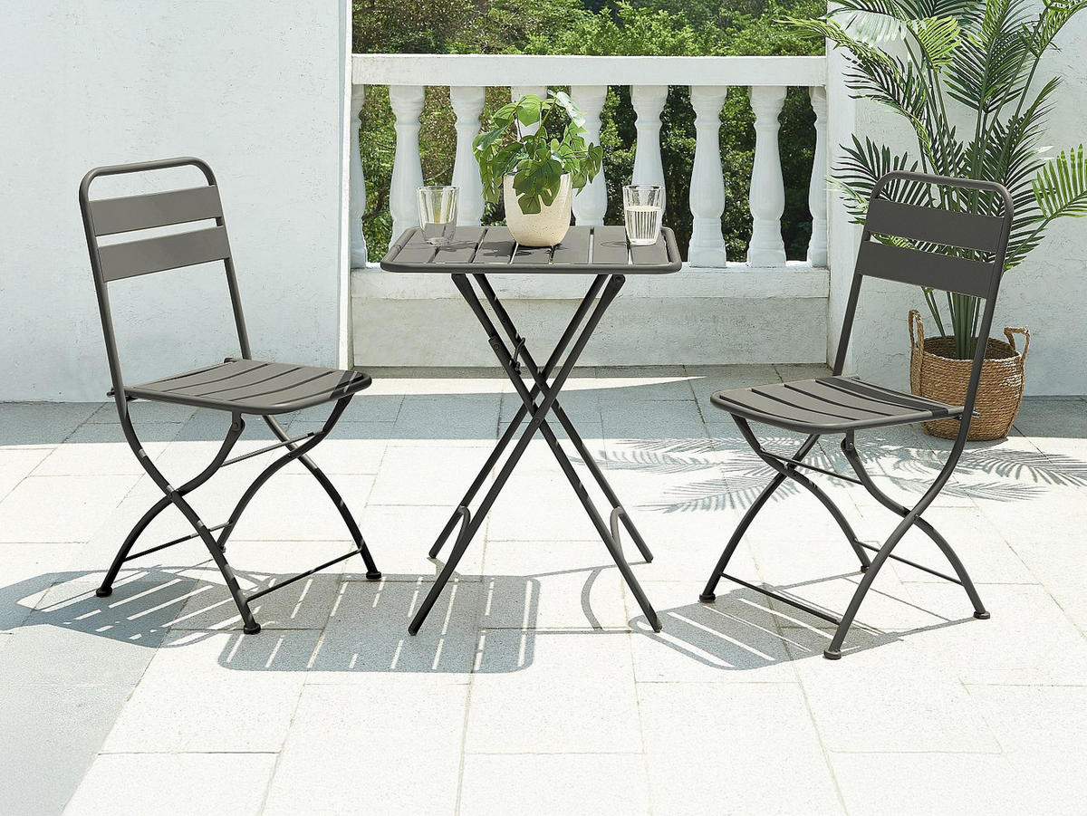 GARTENESSGRUPPE im Set - 2 -Sitzer - Stahl - anthrazitgrau - MIRMANDE - Anthrazit, Metall - Vente-Unique