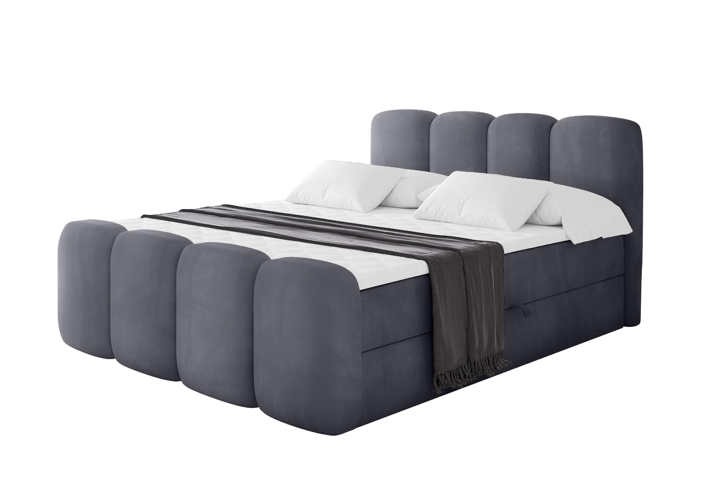 AMERICKÁ postel s matrací H4 a roštem – NINA-Z – 120 × 200 cm – tmavě šedá - tmavě šedá, kompozitní dřevo (120/200cm) - ALTDECOR