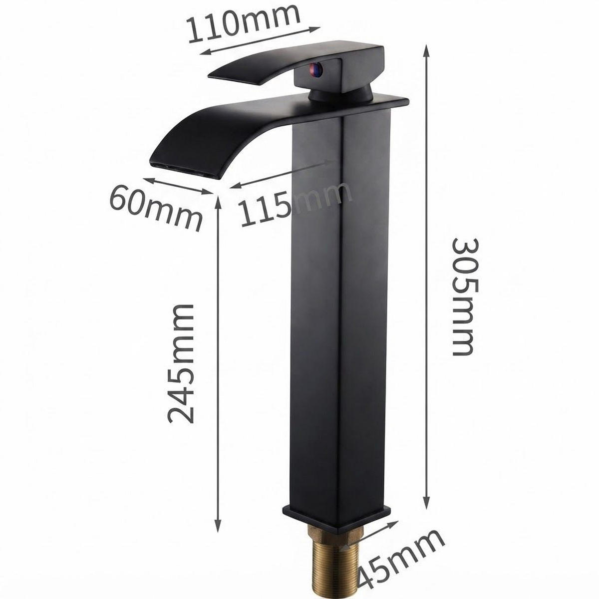 BADEZIMMERARMATUR, 305 x 160 mm, schwarz - Schwarz, Metall (36/7/27cm) - Vallsero