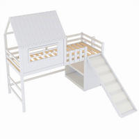 SPIELBETT 90/200 cm DE-01449, in Weiß, mit Rutsche, Leiter und Ablagefächern - Weiß, Holz (90/200cm) - ComfortXL
