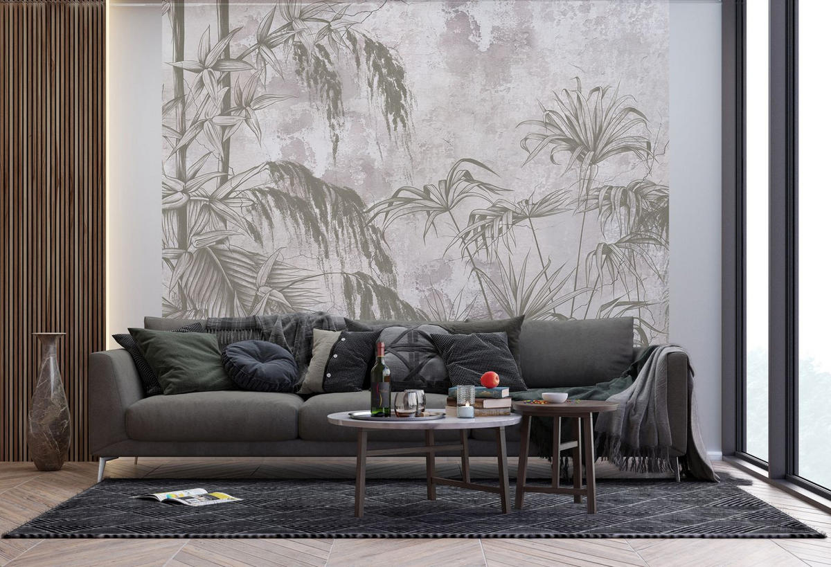 FOTOTAPETE tropische Pflanzen 270 x 300 cm - Grau, Papier (270/300cm) - Sanders & Sanders