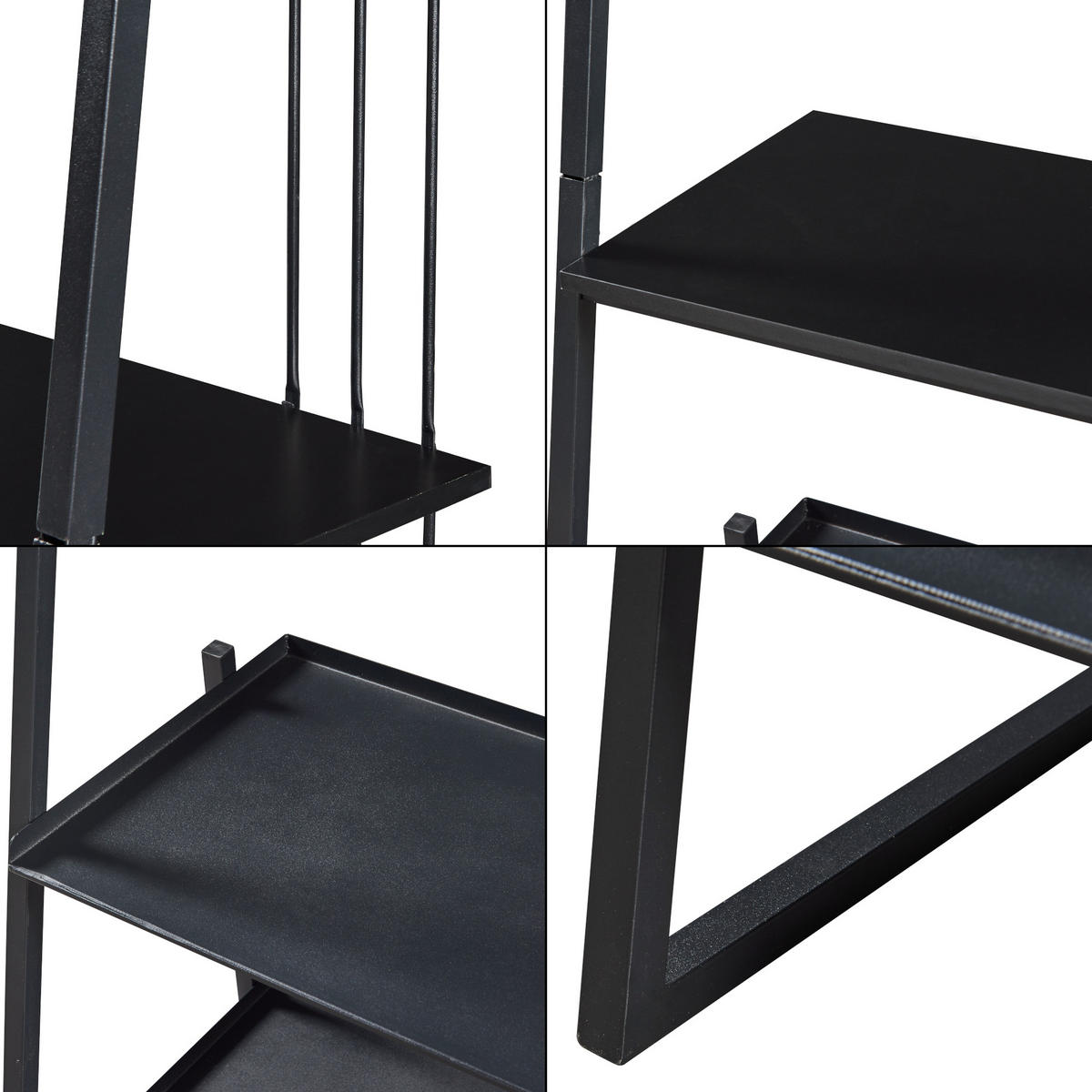 LEITERREGAL Storfjord - Schwarz, Holzwerkstoff/Metall (80/183.5/40cm) - [en.casa]